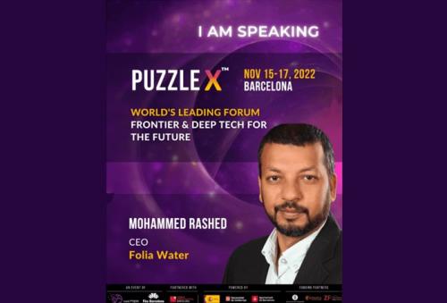 Mohammed Rashed presents Folia Water Global at PUZZLE X 2022 in Barcelona